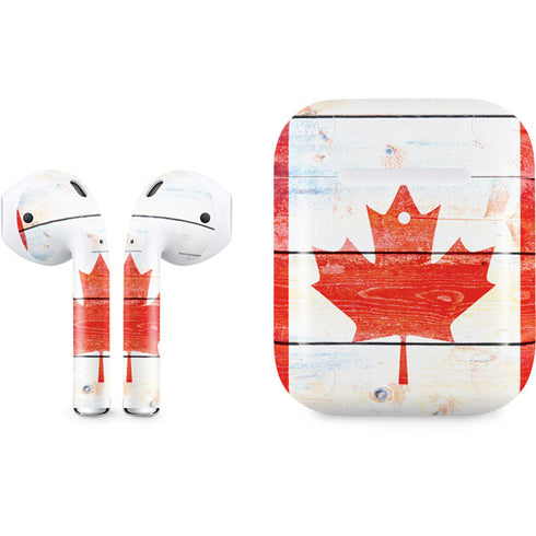 Canada Flag Light Wood Apple AirPods 2 Skin